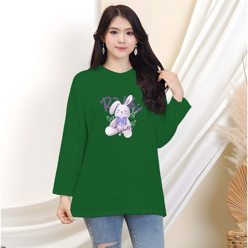 Kaos Oversize Wanita Panjang/Kaos Distro Wanita Lengan Panjang/Kaos Streetwear Oversize Panjang