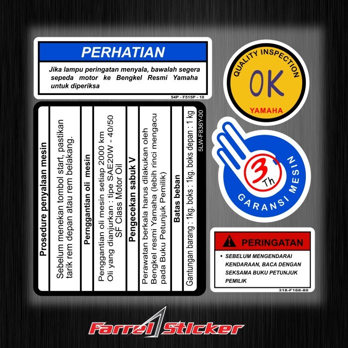 STIKER WARNING YAMAHA MIO SPORTY STIKER PROSEDUR MIO SOUL XRIDE - Putih