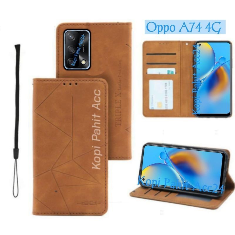 Case Oppo A74 4G Flip Cover Wallet Sarung Hp Casing Dompet Flip Magnet