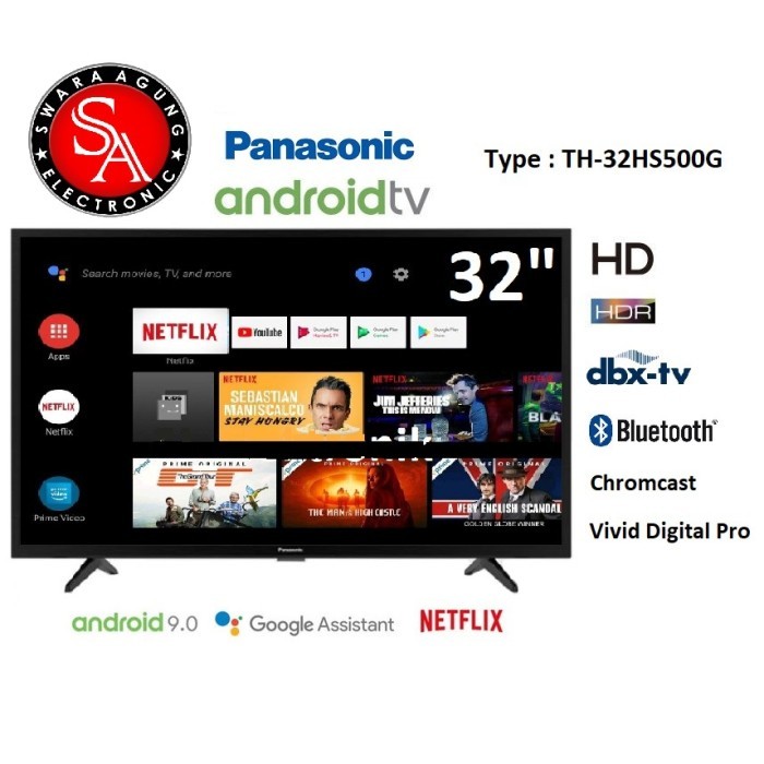 Led Android TV 32 Inch Panasonic Type: 32HS500G (Khusus Daerah Medan)
