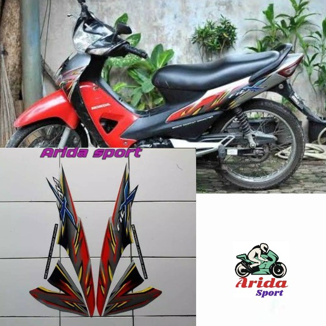 Striping stiker lis motor honda supra fit x 2007 2008 silver merah