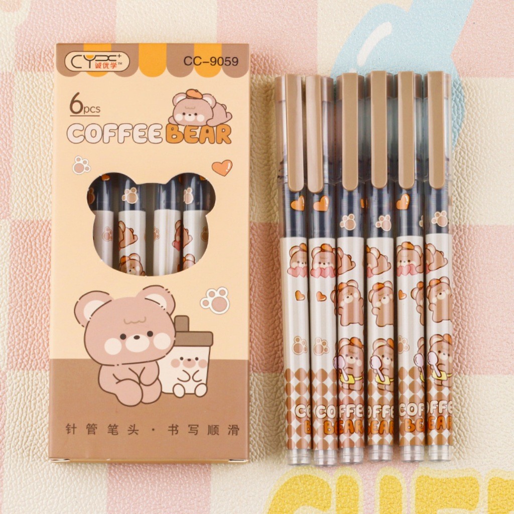 

TERFAVORIT! 1 SET ISI 6 PCS PULPEN DENGAN UJUNG RUNCING MOTIF BROWN BEAR LUCU IMUT ATK KAWAII
