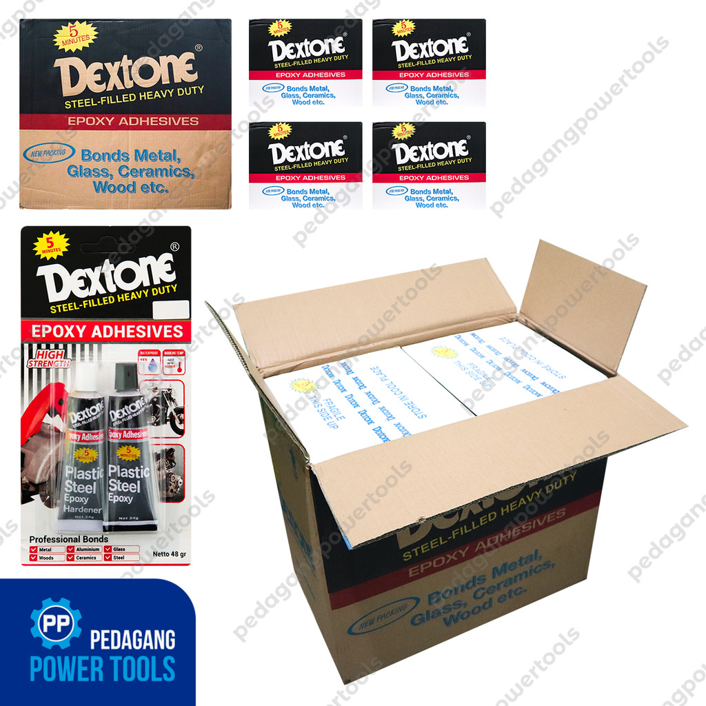 

DEXTONE 1 Dus Besar 16 Lusin Lem Epoxy 5 Menit Serbaguna Campur Besi Kaca Kayu Keramik Adhesives