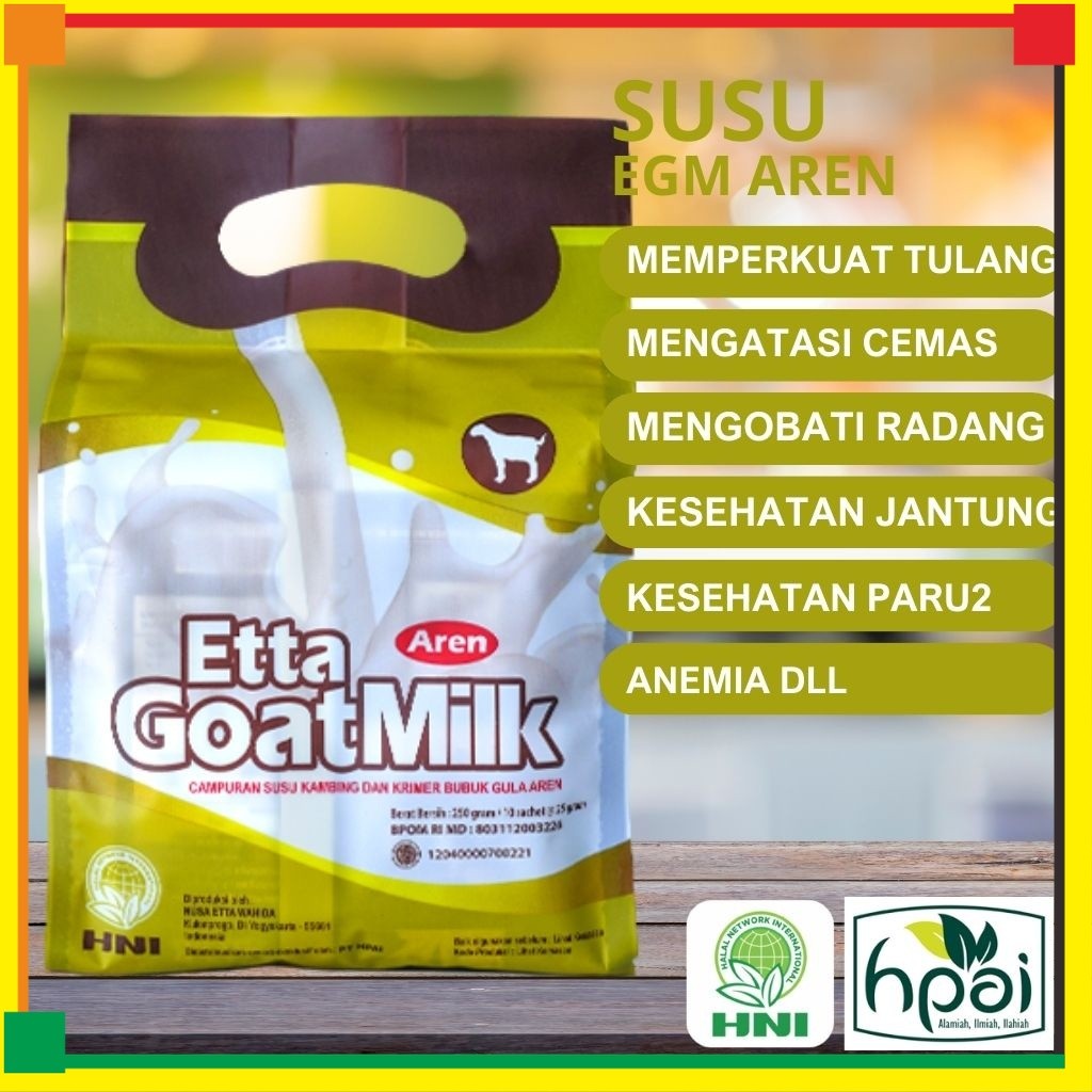 

Susu Kambing Etta Goat Milk Aren HNI HPAI isi 10 sachet - Harga Member Chat Admin Aja