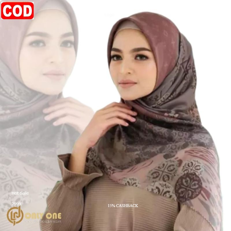ZM Zaskia Mecca - Kayu Aro Black Scarf Kerudung Segi Empat Voal /Hijab Voal fashion  Laser Cut Terba