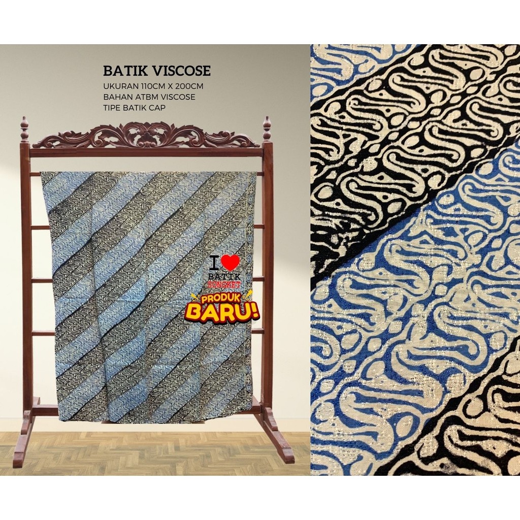 VISCOS PASTEL PARANG MOTIF 16 BAHAN KAIN BATIK VISCOSE VISKOS ATBM KATUN BIRU HITAM