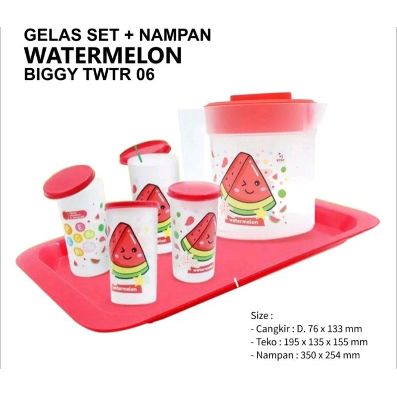 (JGS) Watermelon Jug Set / Teko Set Gelas dan Nampan Plastik