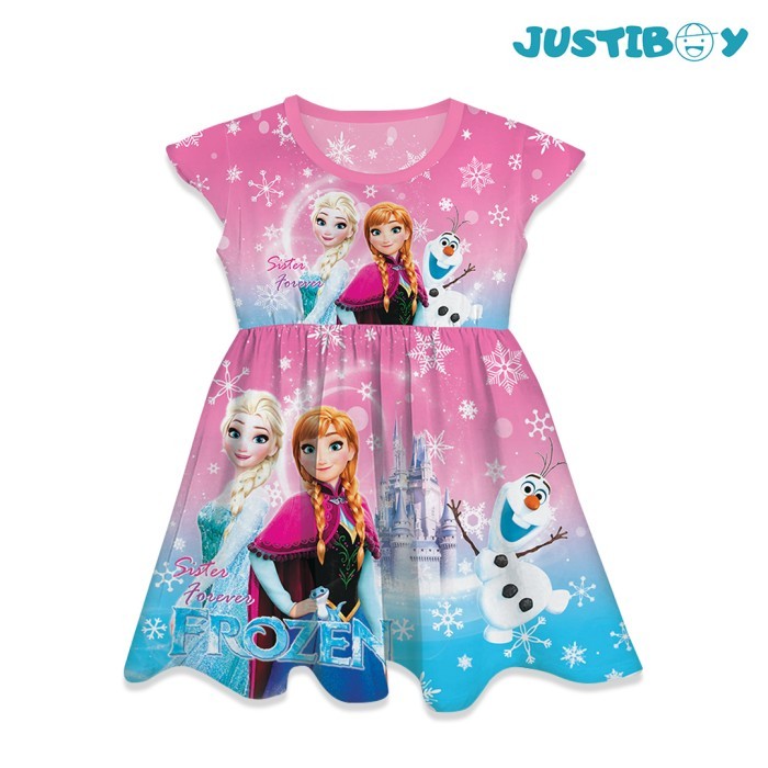 ✨READY✨ -Dress Baju Anak Perempuan Frozen Lengan Pendek / Daster Anak Cewek - Frozen 070, Size 20