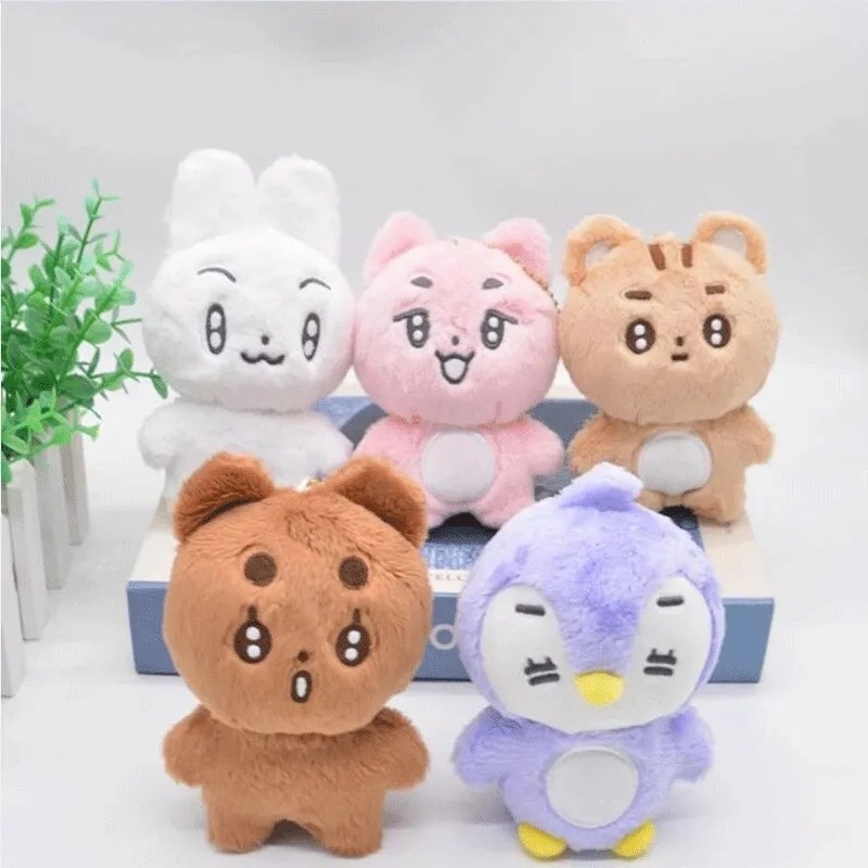 

5pcs TXT Dolls Kpop Cartoon Soobin Beomgyu Same Plush Keyrings Q Styles Tutu Bar Two-Bar Doll Keychain Rings Bag Pendants