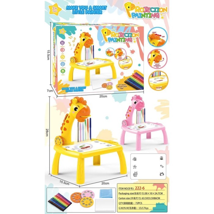 

Mainan meja Belajar gambar mewarnai anak proyektor painting edukasi - Size S Kuning