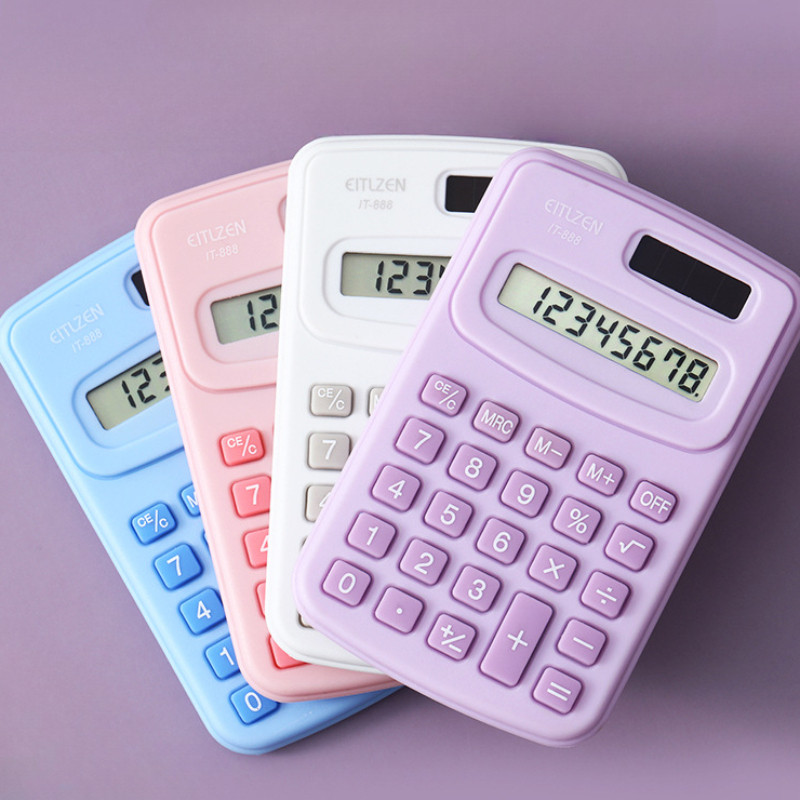 

Cute Color Simple Palm Mini Calculator Portable 8 Digit Student Math Class Calculator Office Supplies Solar/Battery Power Supply