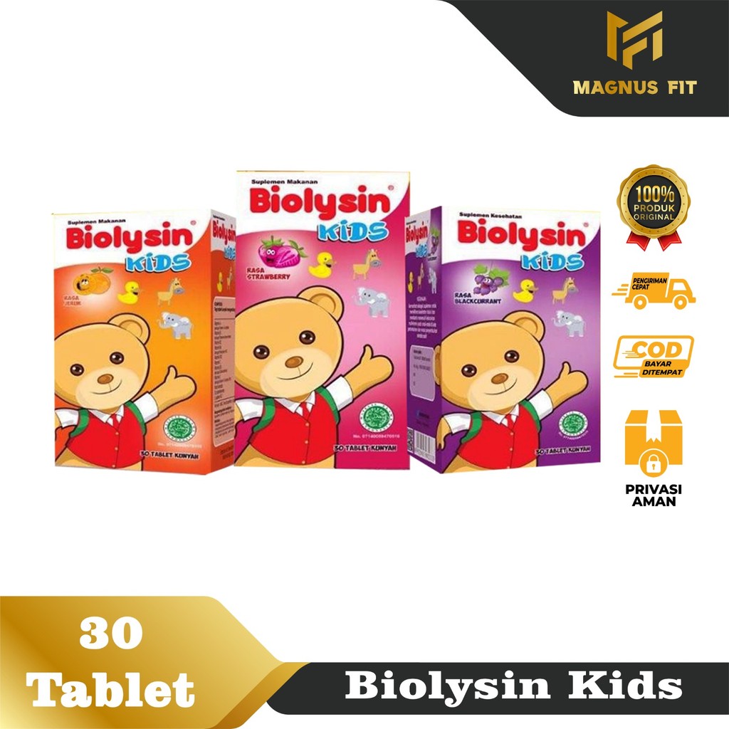 ☘️Wellyna☘️ Biolysin Kids Tablet Hisap Box isi 30 pc /  Biolisin Permen  Tablet Kunyah Vitamin & Sup