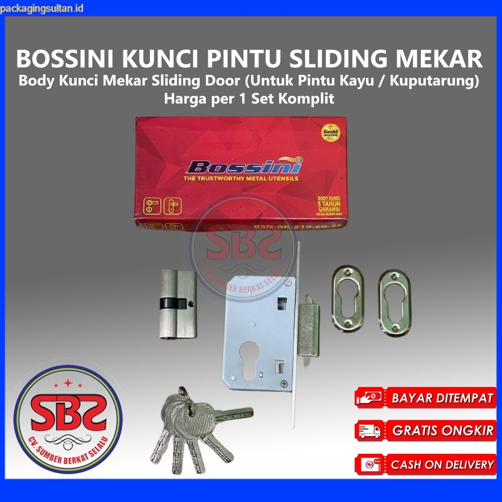 BOSSINI KUNCI MEKAR - KUNCI PINTU SLIDING KAYU - KUNCI SLIDING DOOR KAYU MODEL MEKAR