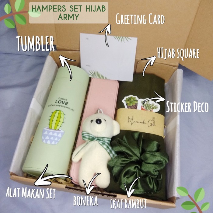 

DISKON HAMPERS ULANG TAHUN WANITA / KADO HIJAB ANNIVERSARY / HADIAH WISUDA - HIJAU ARMY