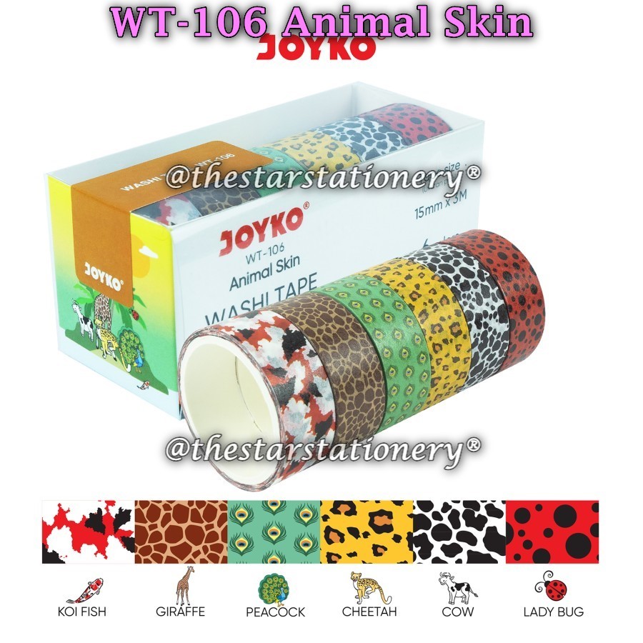 

(1 Set Isi 6 Warna) GROSIR Washi Tape Joyko WT-106 / Pita Perekat Selotip Kertas Warna Joyko WT-106