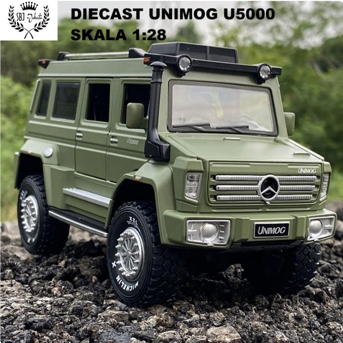 Vincent DIECAST MINIATUR MOBIL MERCEDES BENZ UNIMOG METAL SERIES SKALA 1:28 - U5000-Hitam