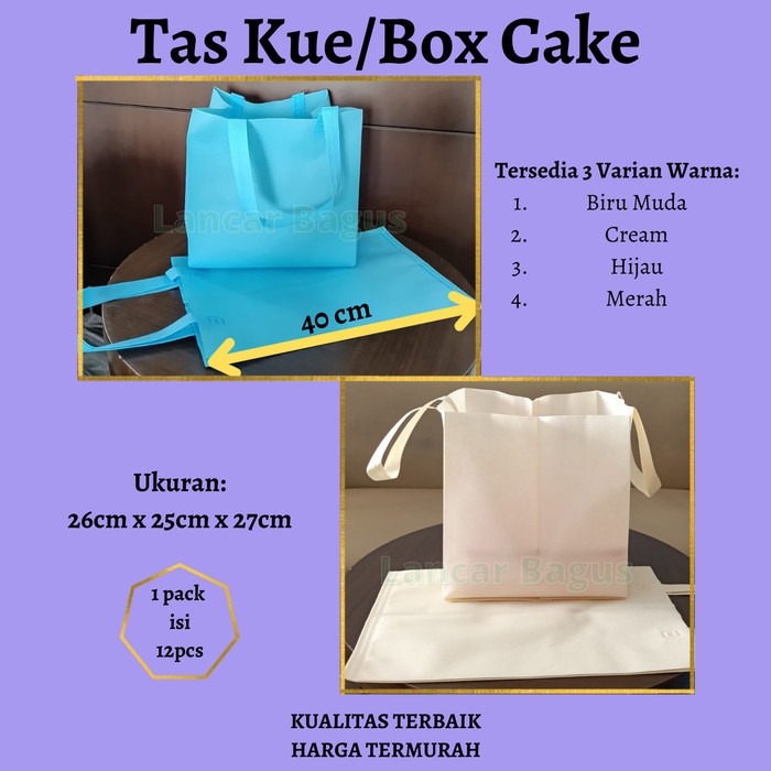 

PROMO!! - Tas Kue Spunbond Goodie Bag 26cx25x27cm Box Cake - Biru Muda