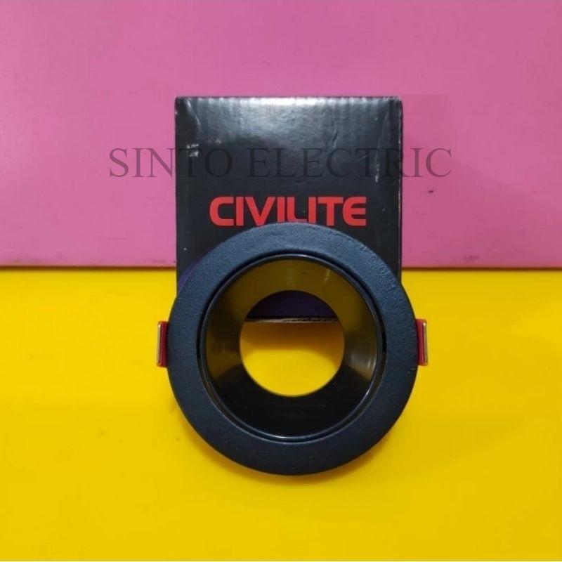 CIVILITE CVL-1B Kap lampu mr16 downlight trimless black hitam civilite
