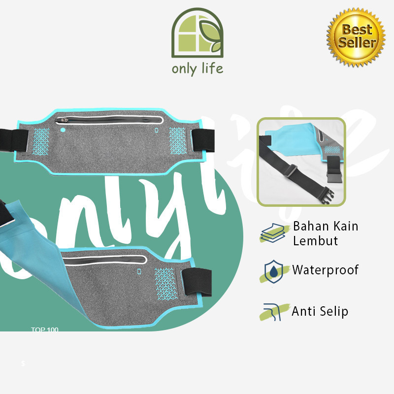 OnlyLife Sangat tipis Tas Pinggang Olahraga Tas Ponsel Lari Peralatan Luar Ruangan Pria dan Wanita T