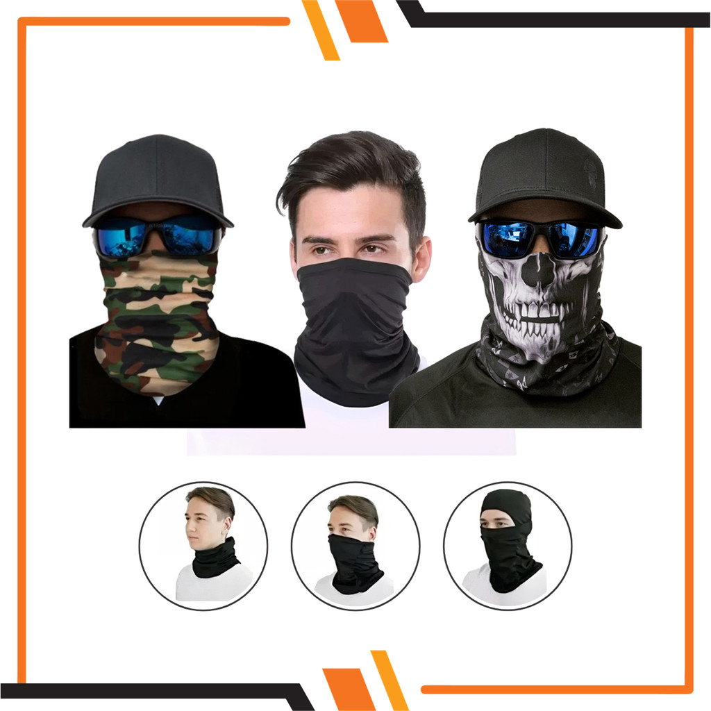 Masker Buff Pria Baff Masker Motor Tebal Hitam Motif Tengkorak Army
