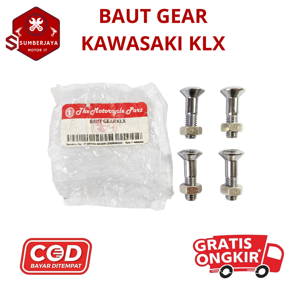 Baut Gear Assy Belakang KLX Nikel / Baut Gir Belakang Kawasaki KLX 150 Satu Set Original