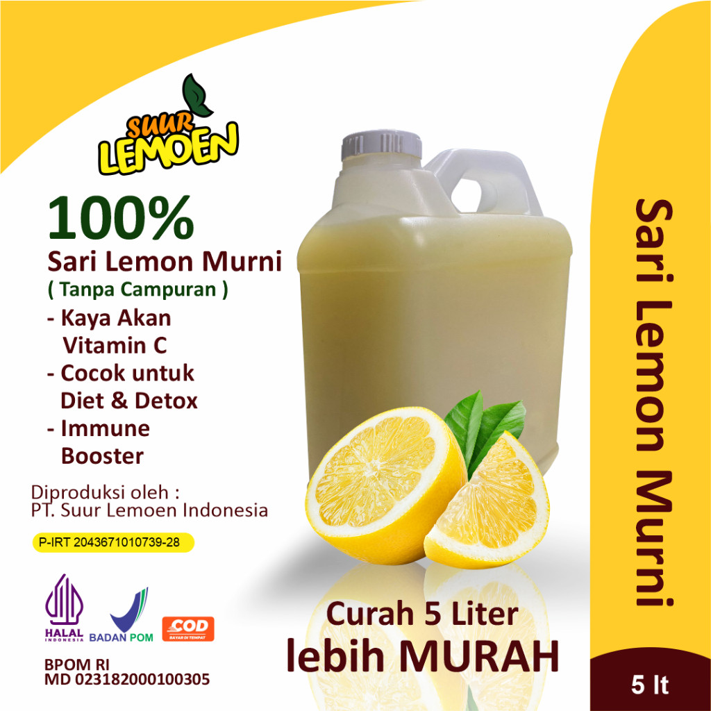 

BPOM > Sari Lemon Curah 5 Liter By Suur Lemoen ID Buah Lemon Organik Untuk Diet Detox - SYAF.SKINCARE