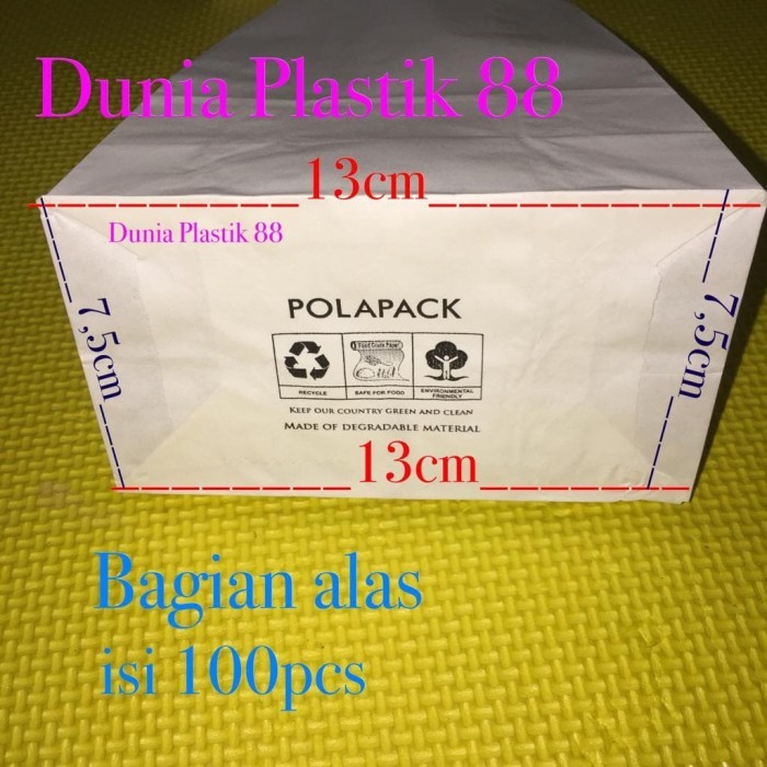 

isi100PC paper bag flat KANTONG KERTAS PUTIH makanan GORENGAN food kue