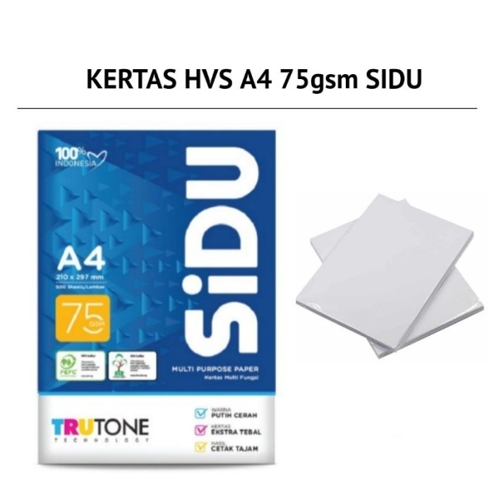 

Sidu Kertas Hvs A4 75 Gsm Multi Fungsi Paper Ukuran A4 500 Lembar