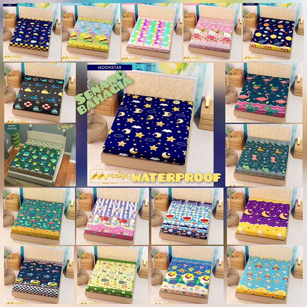 Seprai Monalisa Sprei Monalisa Waterproof King 180 x 200 cm Sprei Anti Ompol Sprei Waterproof Sprei 