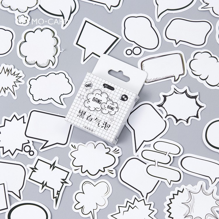 

45pcs/pack Creative Black White Bubble Album Paper Label Stickers Crafts And Scrapbooking Decorative Sticker Cute Stationery