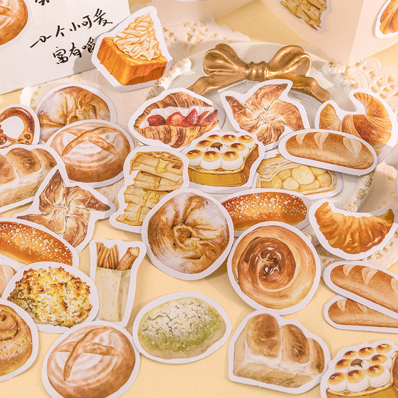 

46pcs Baking Classroom Decorative Boxed Stickers Retro bread Scrapbooking Label Diary INS Stationery Album Phone Journal Planner