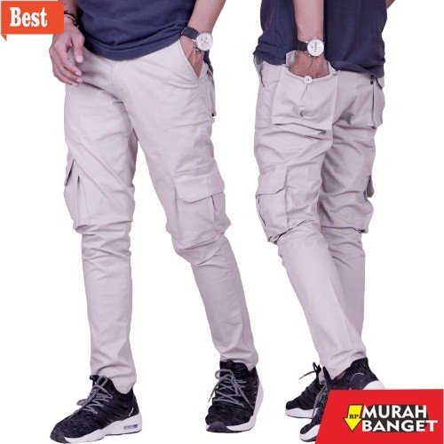 celana cargo panjang pria SEVENTYONE - Celana Panjang Pria Cowok Cargo Kimpol Chino Cargo