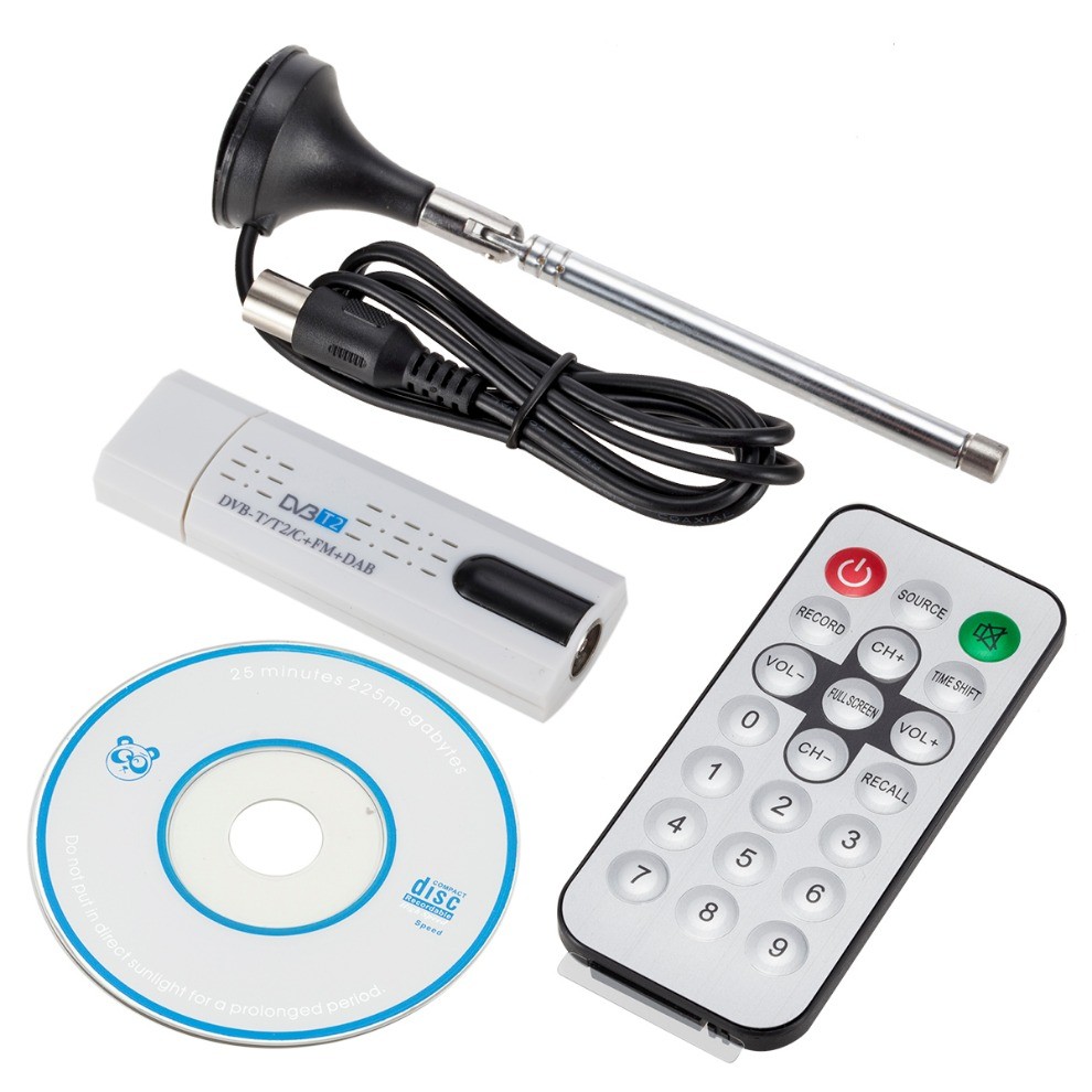 HD Digital satellite DVB T2 USB TV Stick Tuner with antenna Remote USB TV Receiver DVB-T2/DVB-T/DVB-