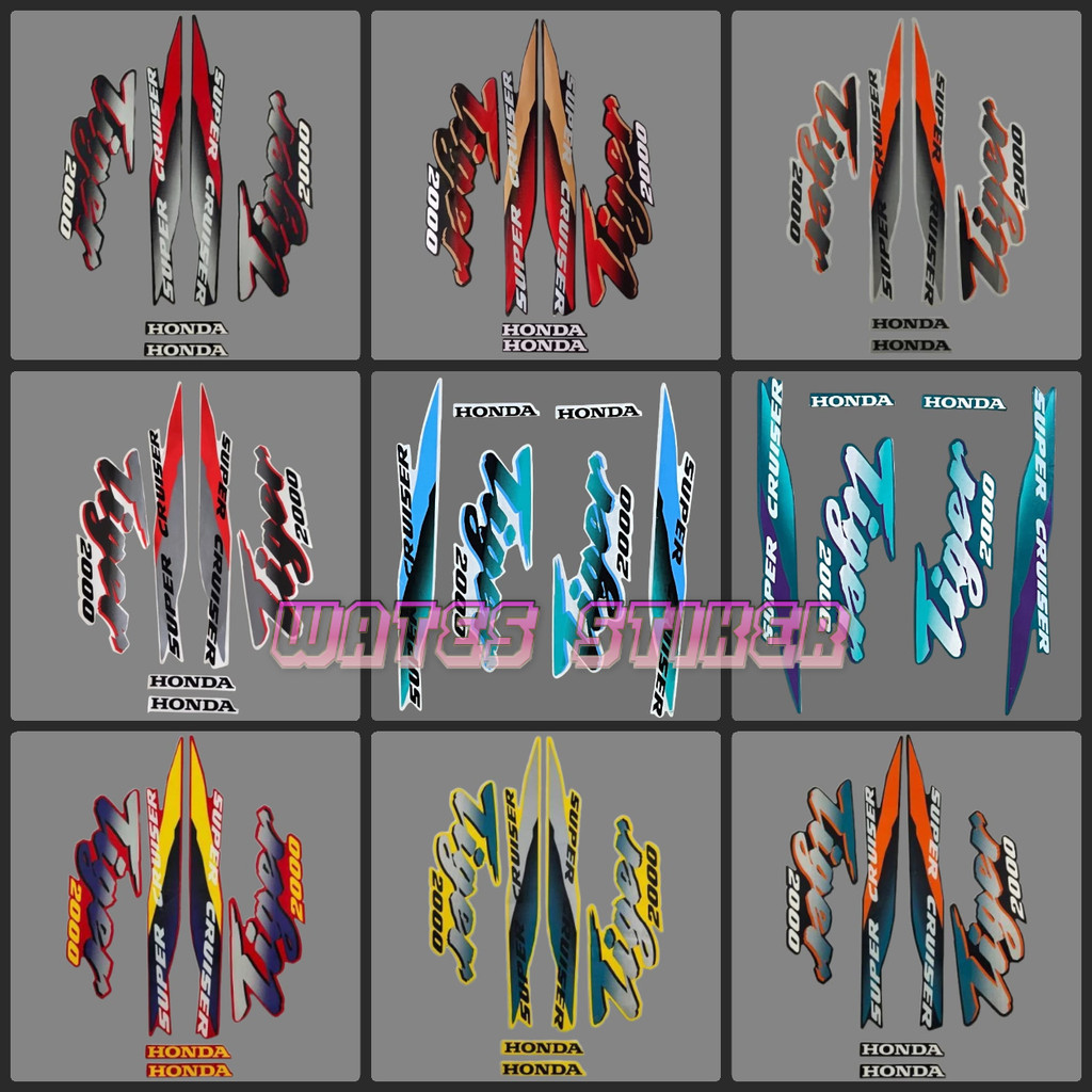 Striping Decal Polet Sticker honda tiger 2000 Fullset