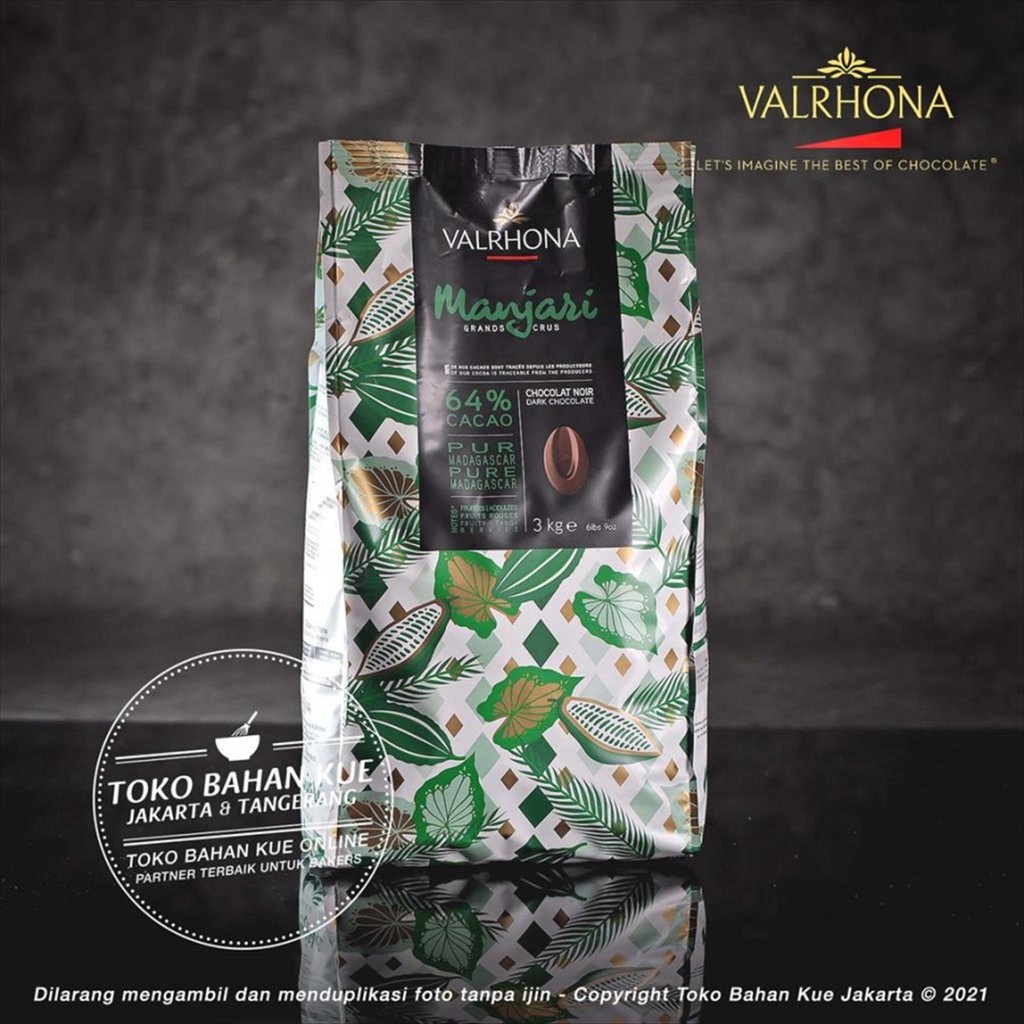 

Valrhona MANJARI 64% Dark Chocolate 3kg SAK Couverture Cokelat Cocoa