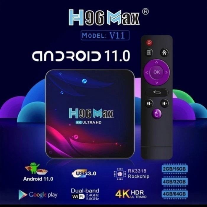 H96 Max Android 11 ROM 64GB 32GB 16GB Android TV Box Bluetooth 4K