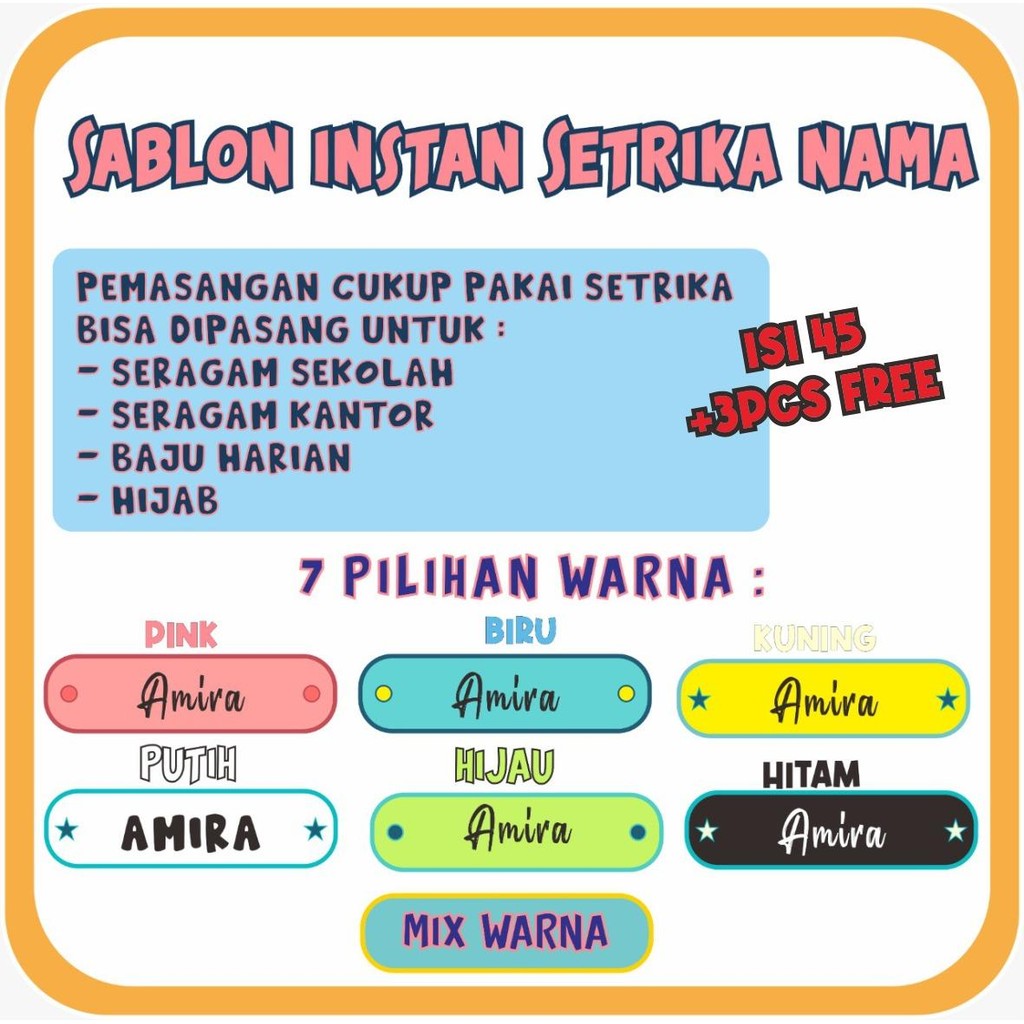 

Label Plat Nama Stiker Baju dan Seragam Sekolah Bentuk Oval