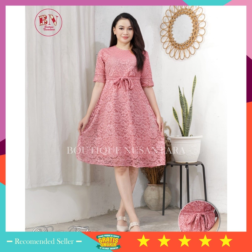 Baju Lebaran Natal Tahun Baru Murah Cantik Anggun Elegan / TERLARISS ‼ Brukat Remaja Modern Dress mo