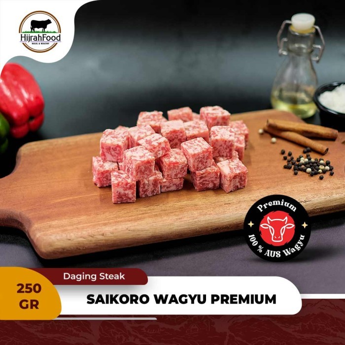 

Saikoro Beef Wagyu Premium AUS Daging Sapi Wagyu Potong Dadu