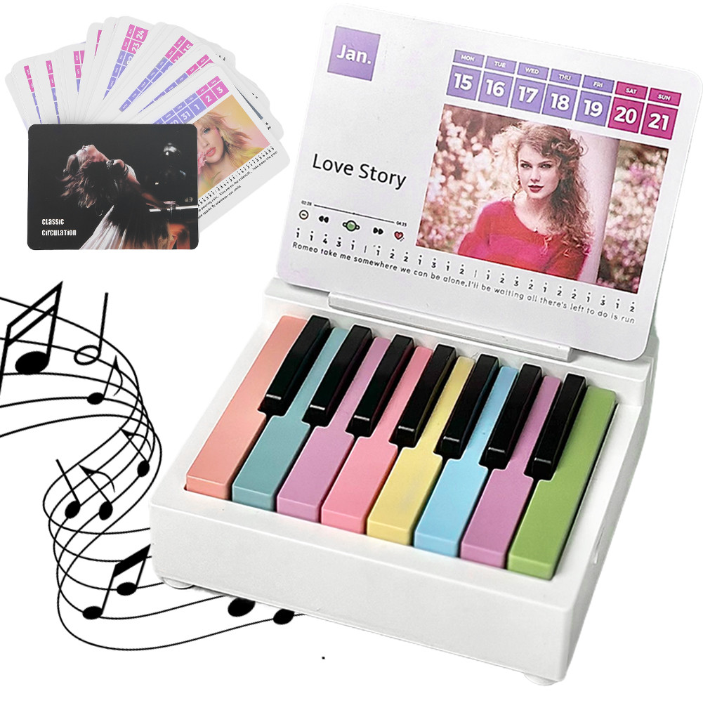 

Taylor Piano Calendar 2024 Piano Desk Calendar Playable Mini Piano Calendar with 27 Music Calendar Cards 52 Songs Gifts for Fans