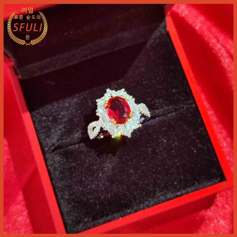 Pt950 Seiko Garnet Ruby Cincin Tetap Tinggi Wanita