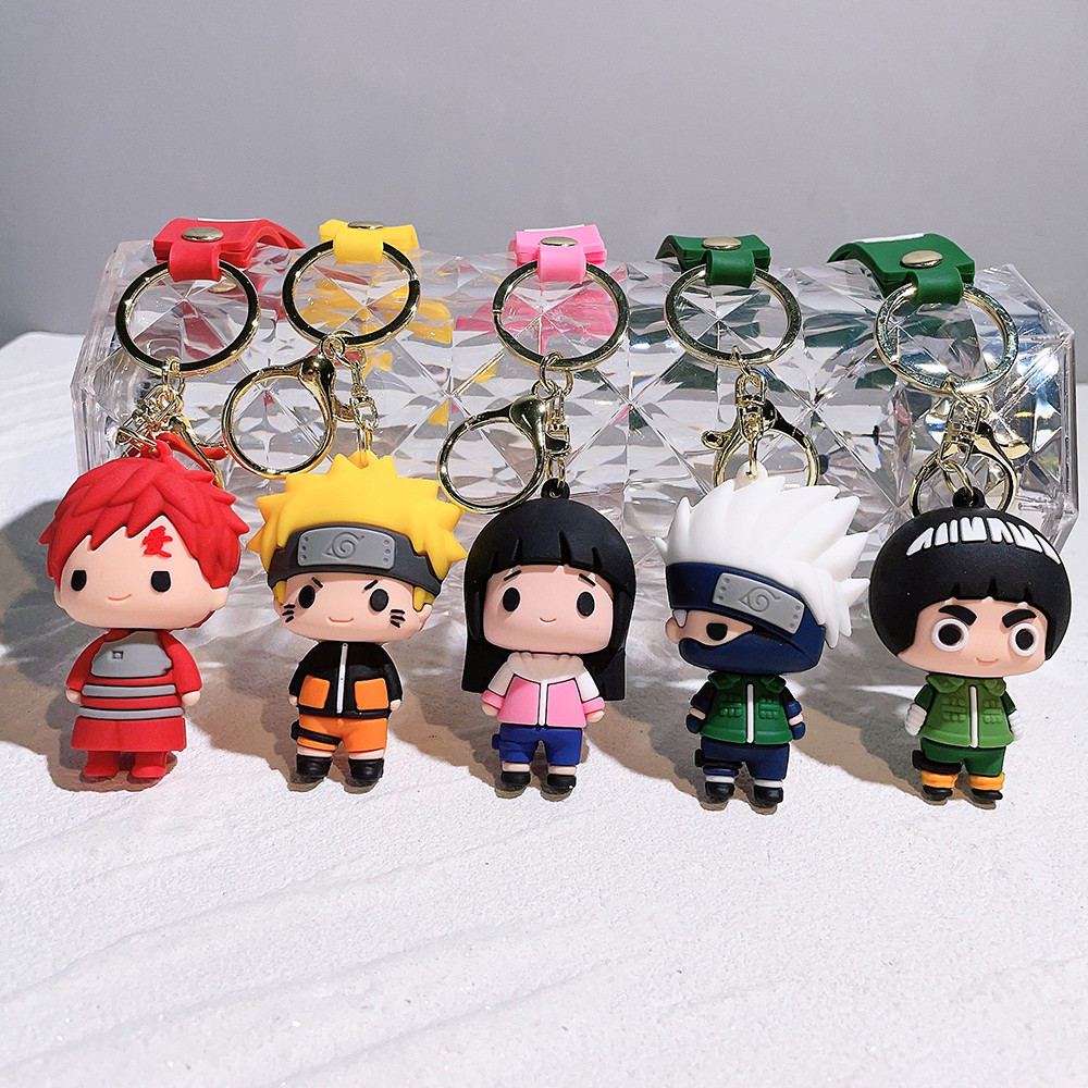 Naruto Keychain Anime Figure Haruno SakuraHatake Kakashi Gaara Uzumaki Naruto PyC Pendantkey Rings f