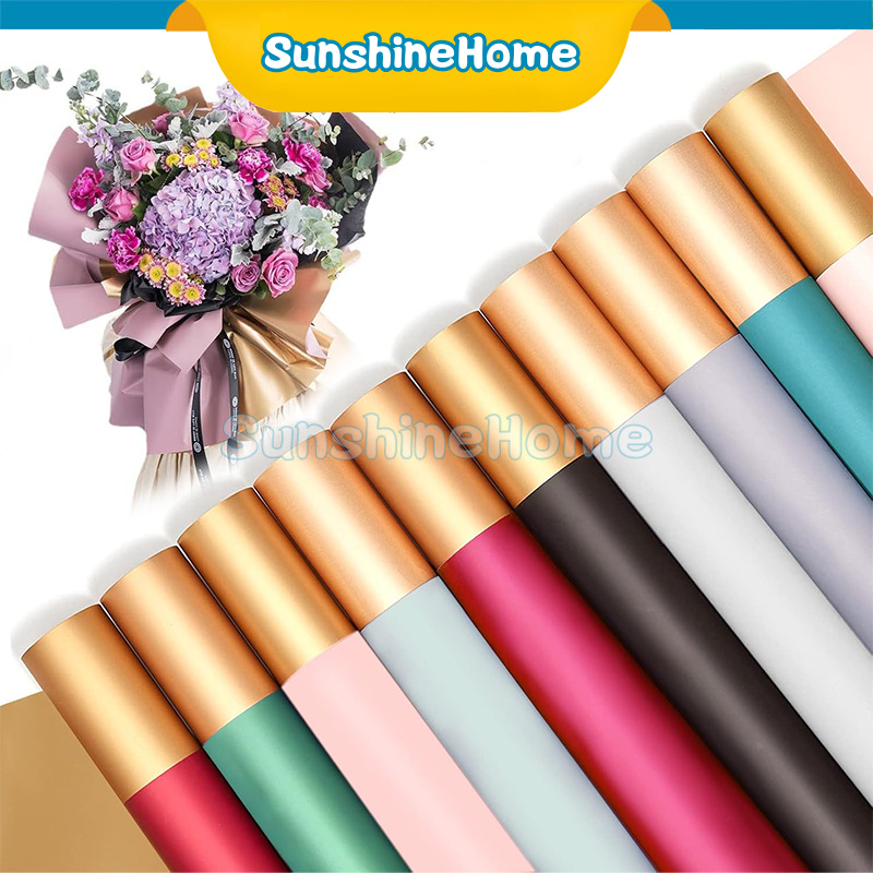 

Flower Wrapping Cellophane 2 Warna Gold Solid Waterproof / Kertas Bunga / Kertas Buket / Pembungkus Kado / Kertas Buket Bunga