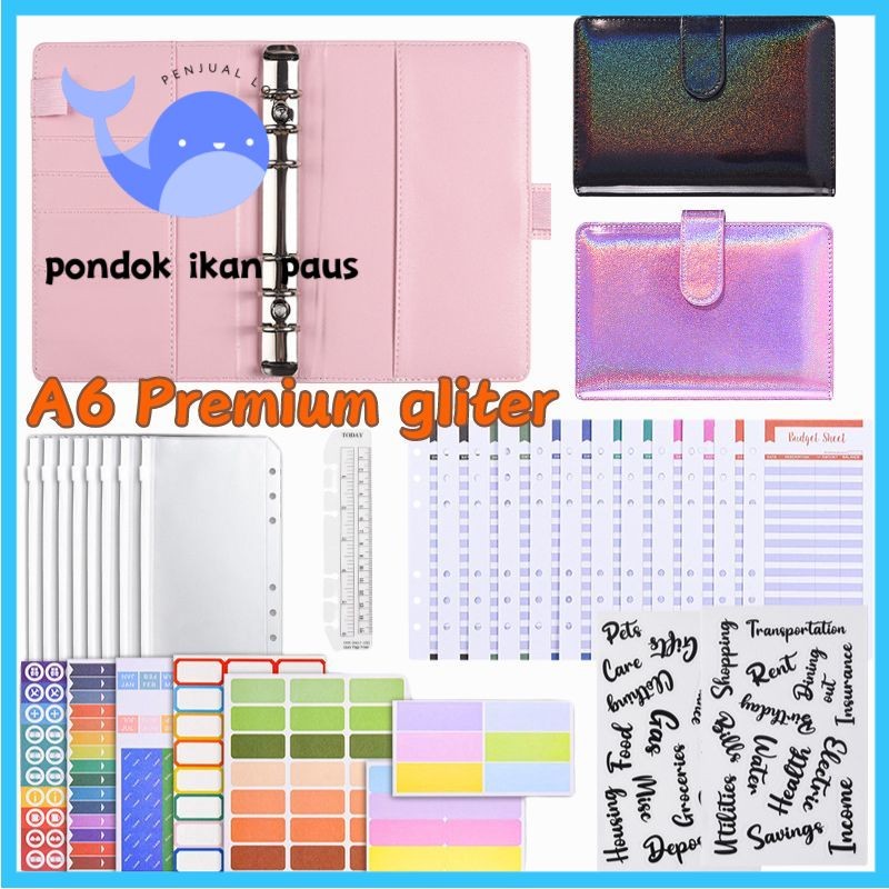 

【Pengiriman Jakarta】A6 Binder Aesthetic Beberapa Warna Binder Polos Paket Binder Keuangan Lengkap /Binder kulit A6 lubang