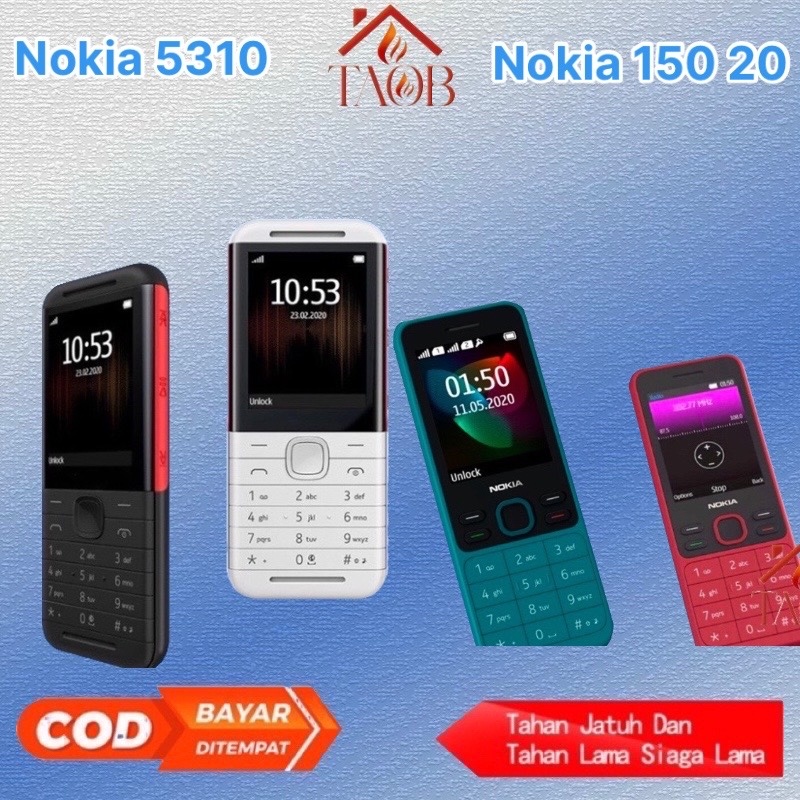 TAOB hp jadul Nokia 5310 Dual SIM HP Nokia 150 2020 Ponsel Tombol 2,4 Inci