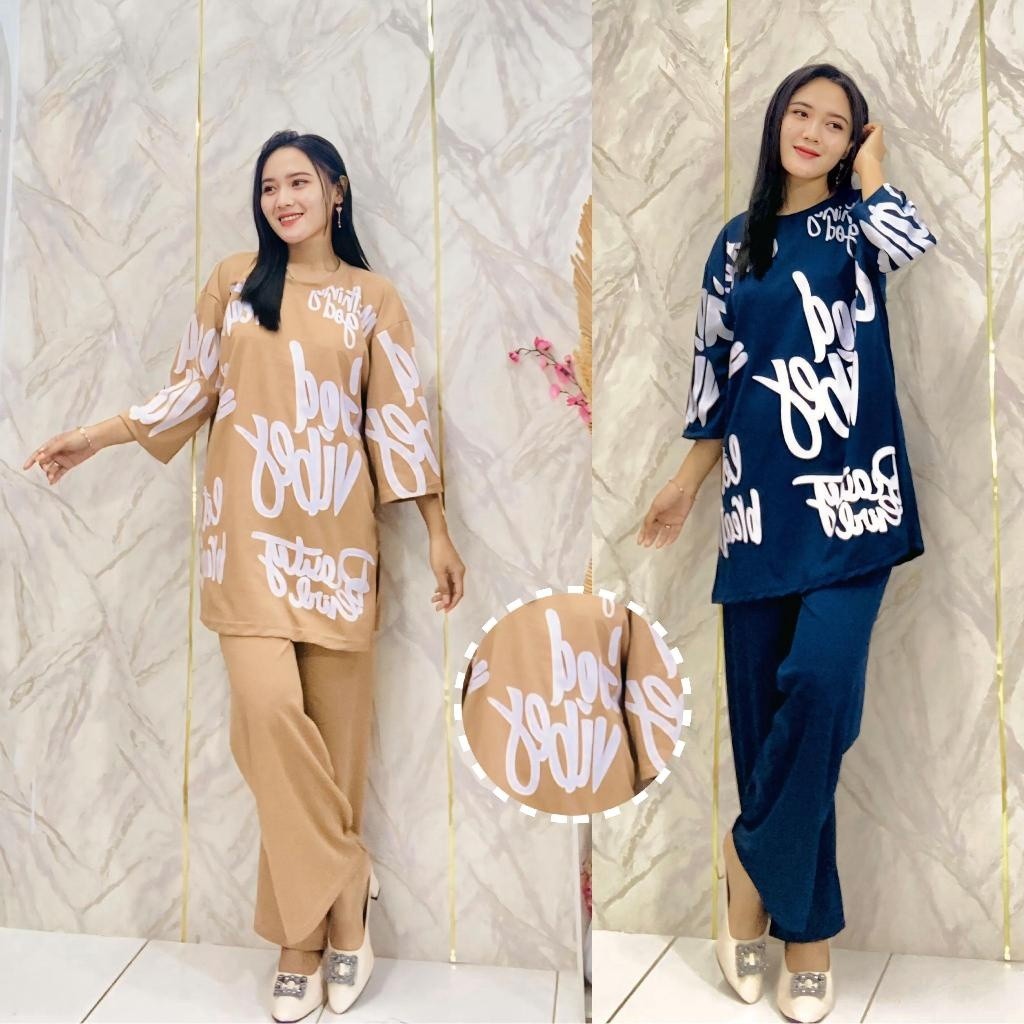 LINFORD - ZPF ONESET MOTIF WANITA MILA / Setelan PP Good Vibes / ONESET MOTIF KELUARAN TERBARU / OOT