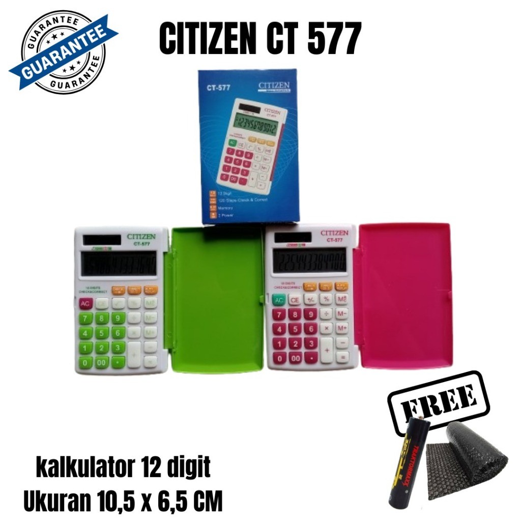 

Kalkulator CT 577 12 Digit 120 Step Check Correct Baterai Panel Surya Sekolah Kantor Kasir