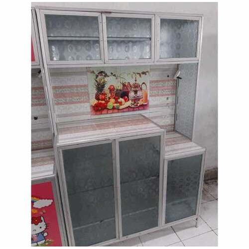 RAK PIRING 3 PINTU ALUMINIUM KERAMIK KACA | RAK PIRING BESAR SAUSAN