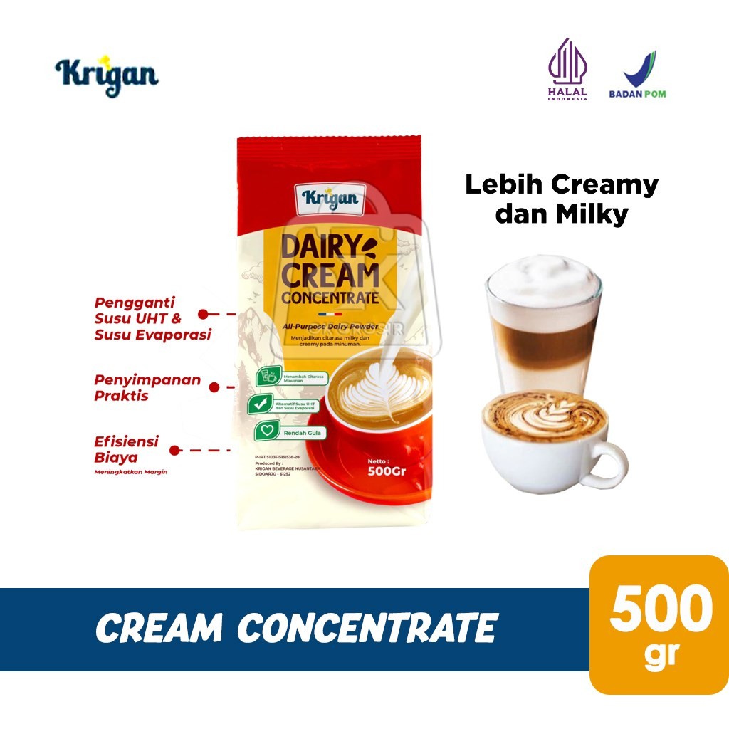 

Krimer Dairy Cream Concentrate KRIGAN Creamy Milky All Purpose Powder (Pouch 500g)