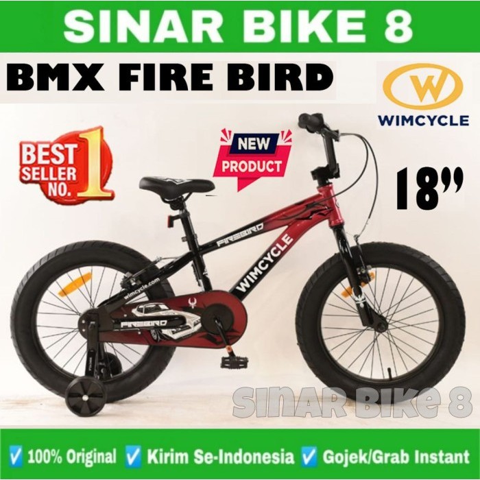 Sepeda Anak Laki BMX WIMCYCLE FIREBIRD BAN 3.0 Ukuran 18 Inch